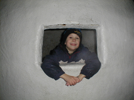 Alex in an igloo