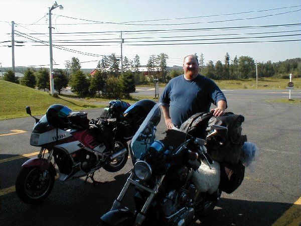 Tim with the bikes at the Oasis in Antigonish, Nova Scotia