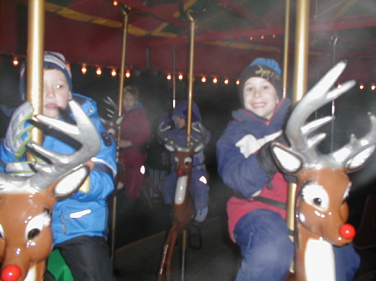 Alex and Luke on reindeer ride