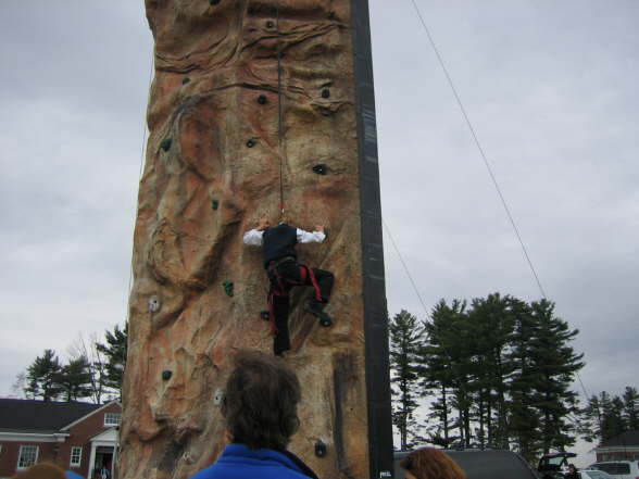 Jake climbes the rock wall