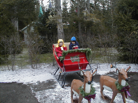 Max and Alex checking out the sleigh