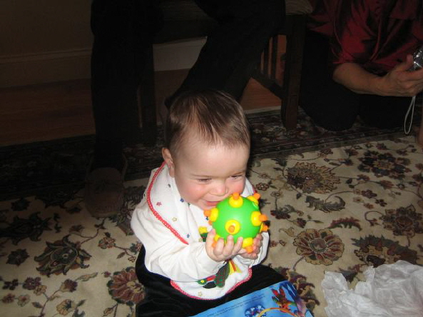 Nicolas with the wobbly toy